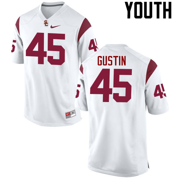 Youth #45 Porter Gustin USC Trojans College Football Jerseys-White